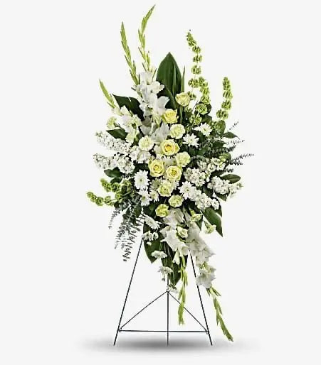 Eternal Peace White Standing Spray - Same Day Funeral Delivery MIAMI FLOWERS DESIGN