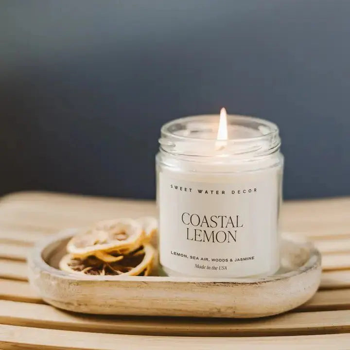 Coastal Lemon 9 oz Soy Candle - Home Decor & Gifts MIAMI FLOWERS DESIGN