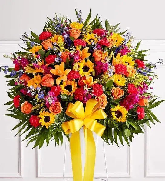 Lived and Loved Funeral Standing Spray - Miami Funeral Homes & Cemeteries MIAMI FLOWERS DESIGN