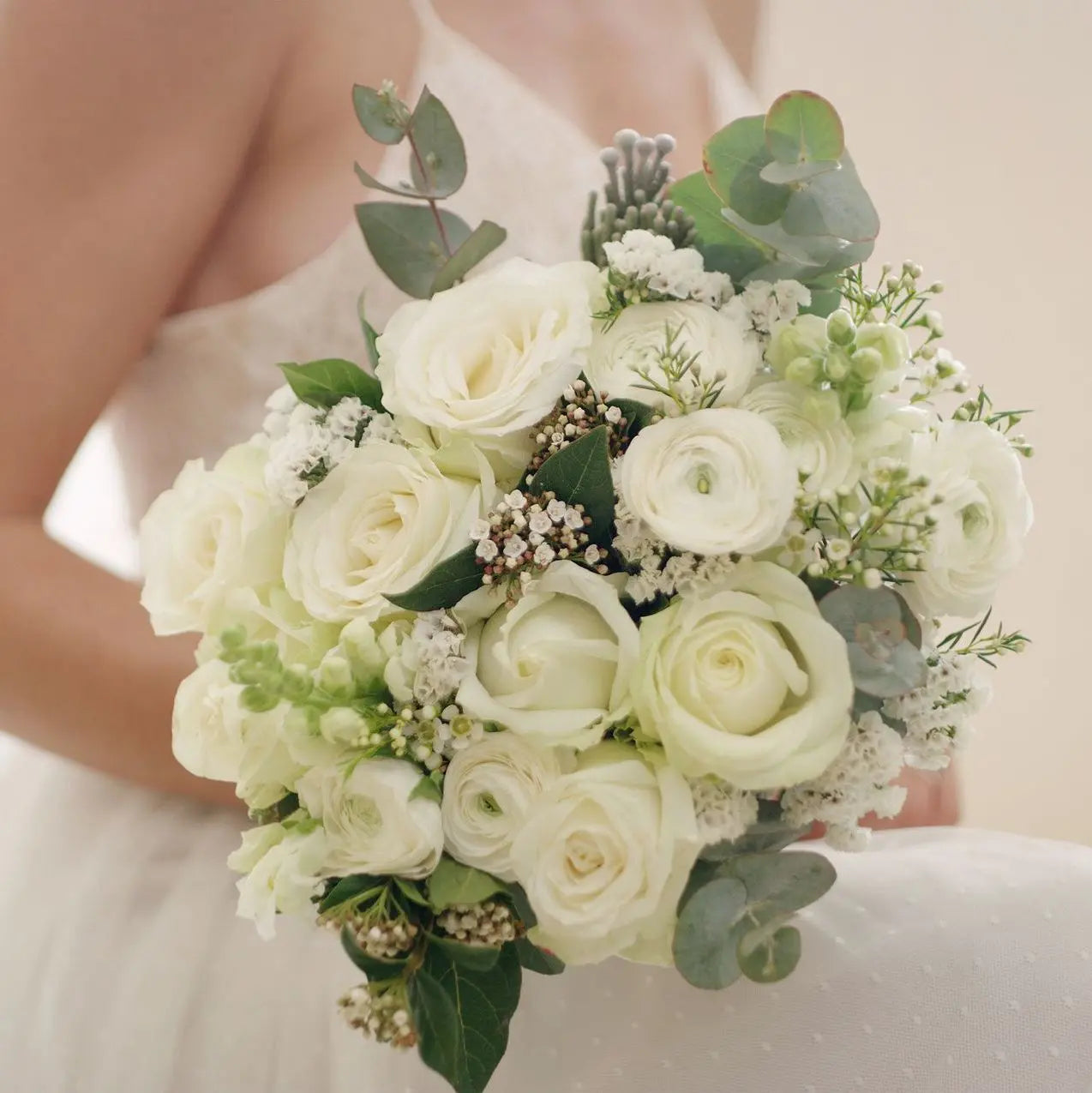 Romantic White Rose & Ranunculus Bouquet MIAMI FLOWERS DESIGN