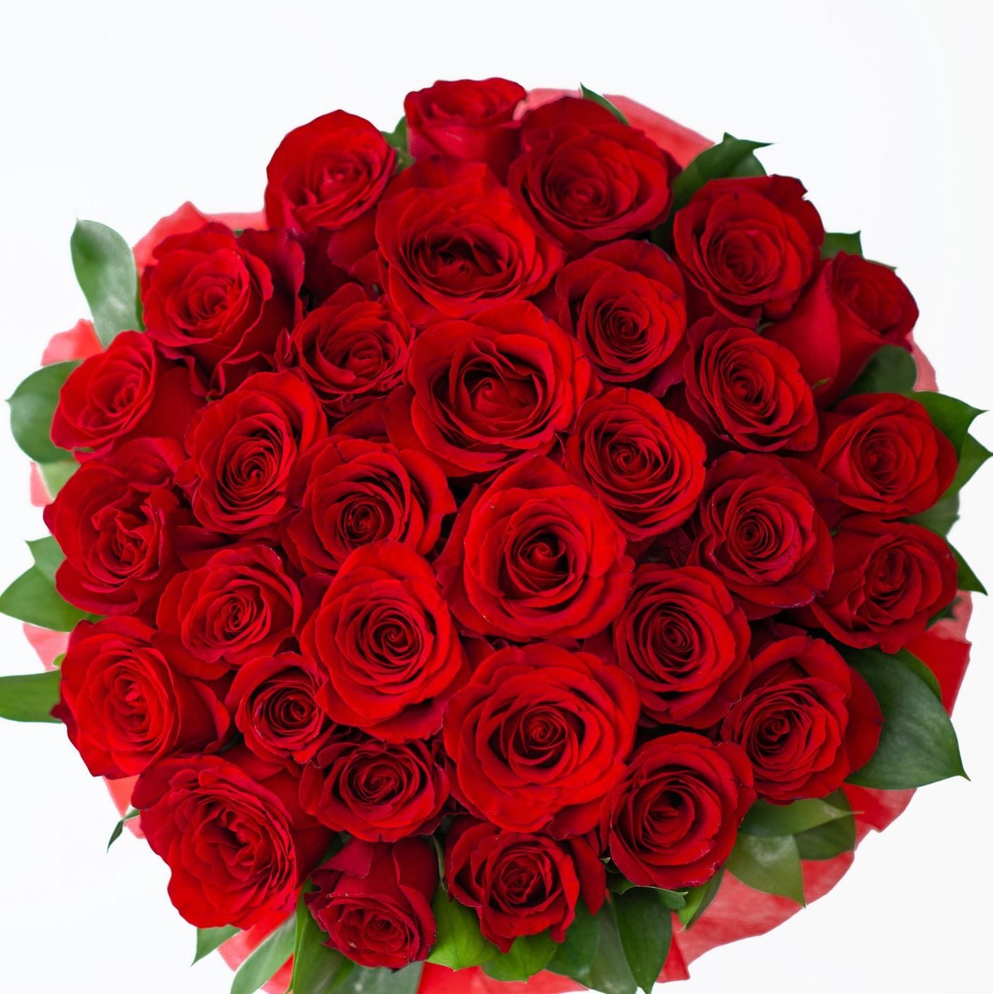 36 red roses wrapped in paper