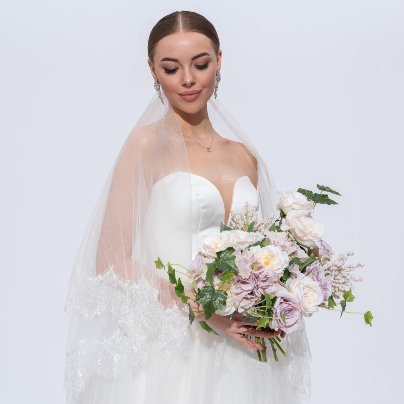 Romantic Lavender & White Bridal Bouquet