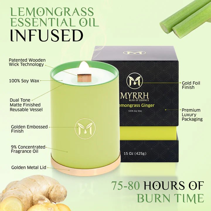 Myrrh USA Lemongrass Ginger, 15 oz. Soy - MIAMI FLOWERS DESIGN