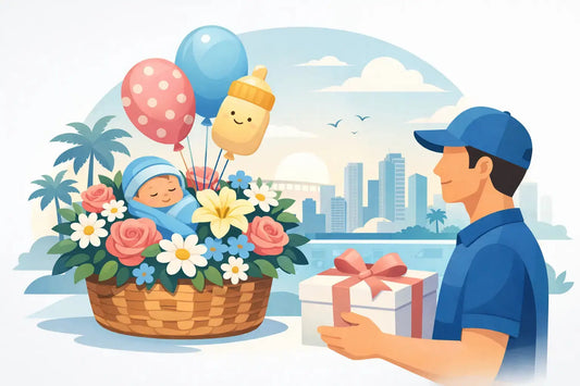 New Baby Flowers With Balloons Delivered in Miami