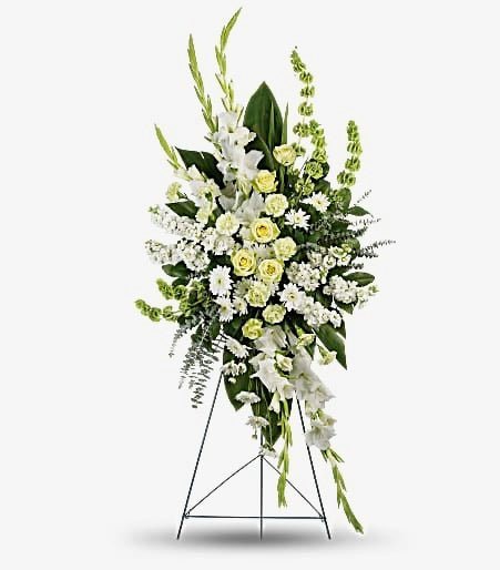 Eternal Peace White Standing Spray - Same Day Funeral Delivery