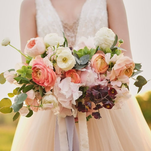 Coral & Cream Ranunculus Bridal Bouquet
