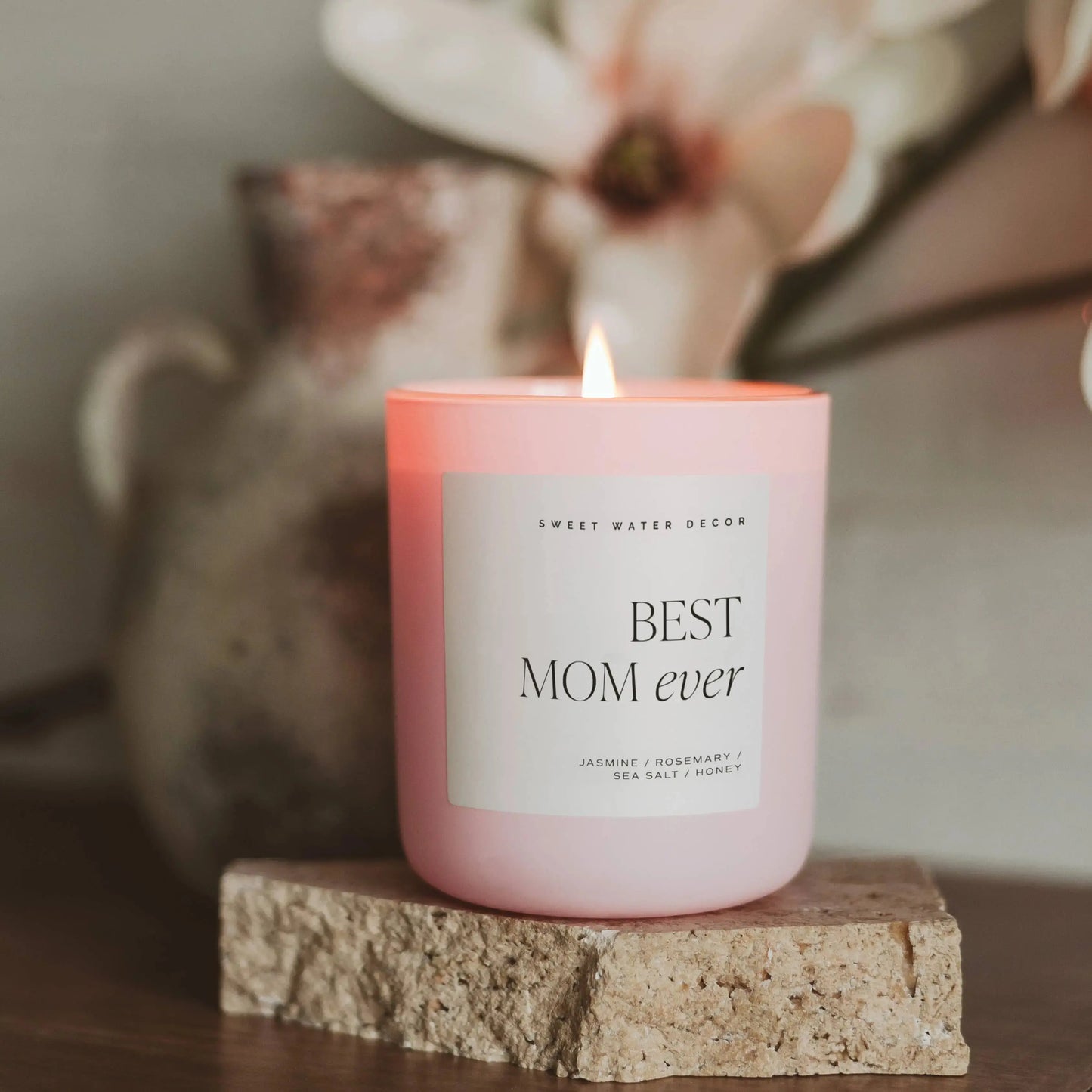 Best Mom Ever 15 oz Soy Candle, Matte Jar Sweet Water Decor