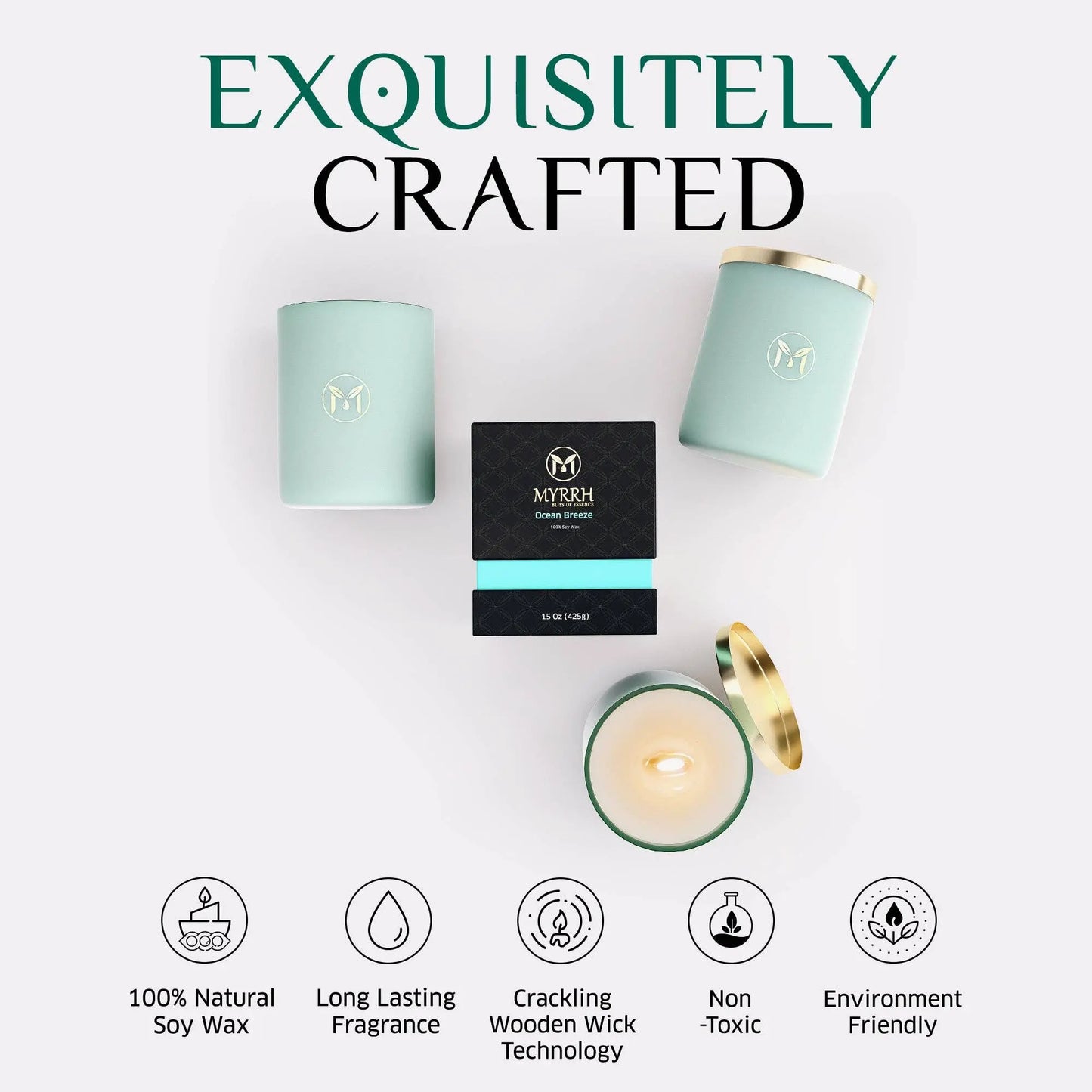 Ocean Breeze 100% Soy Wax Crackling Wood Wick Candle