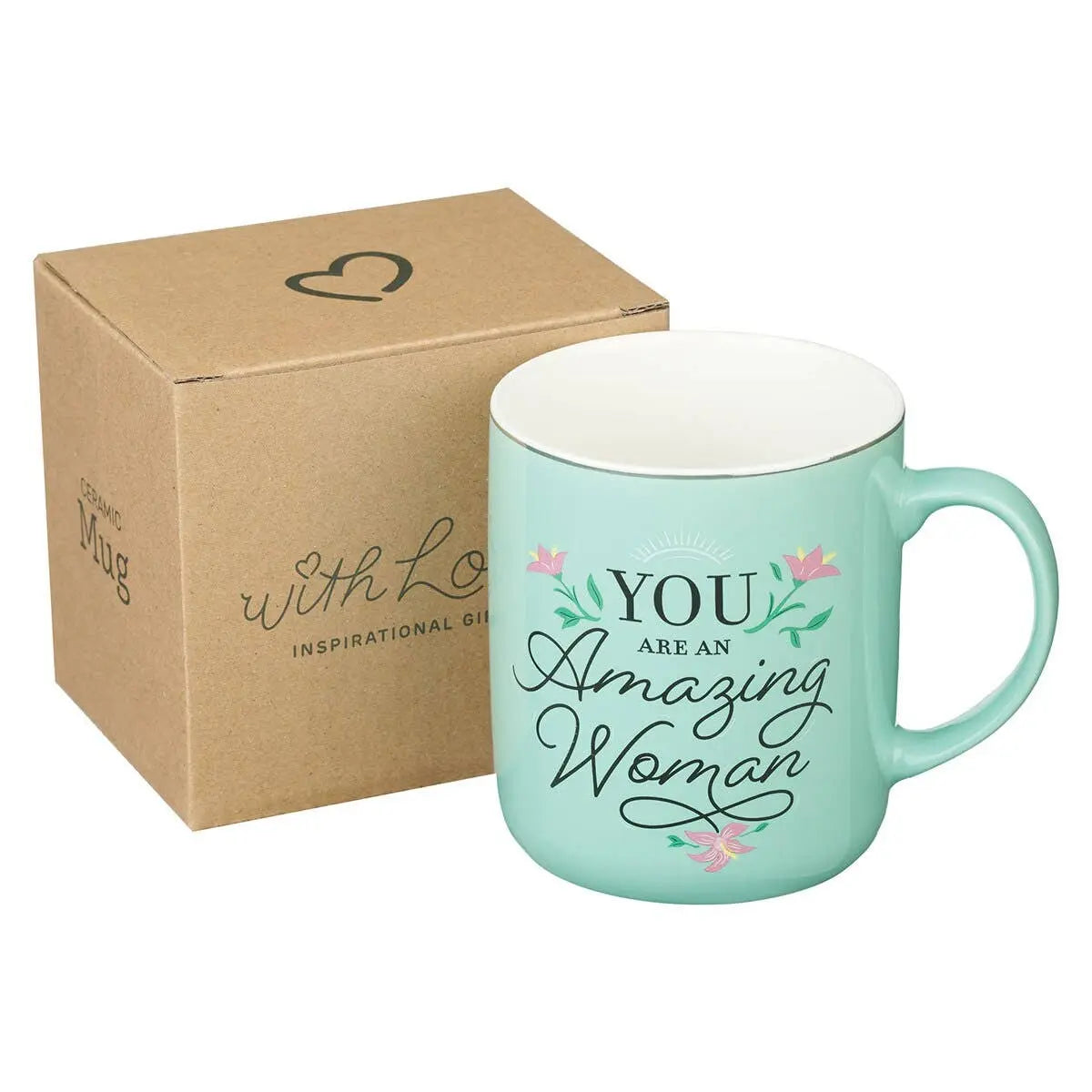 Teal/White "You Are an Amazing Woman" Mug
