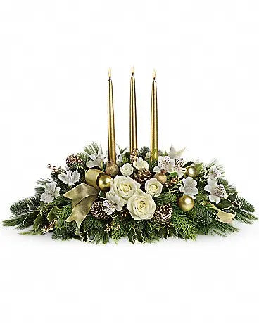 Golden Winter Elegance Centerpiece
