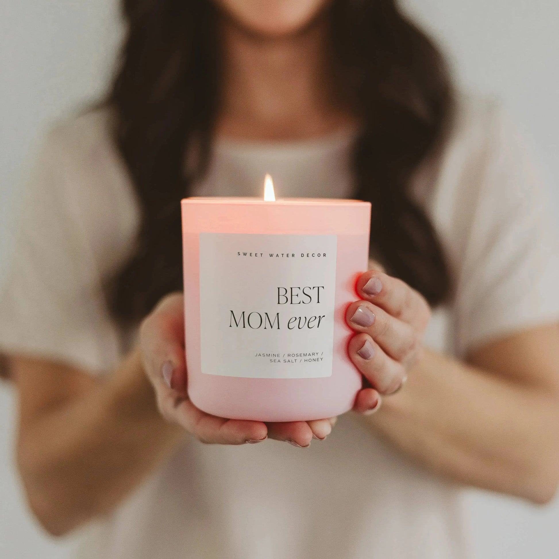 Best Mom Ever 15 oz Soy Candle, Matte Jar Sweet Water Decor