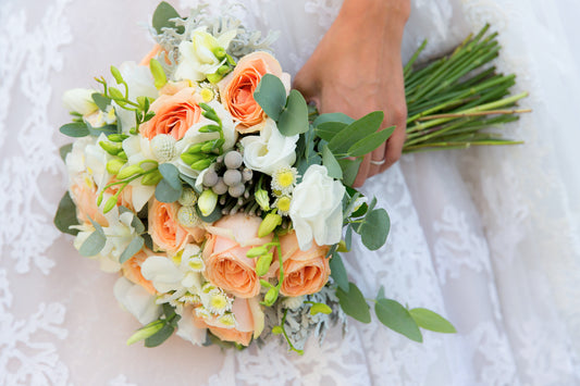Garden Peach & White Bridal Bouquet