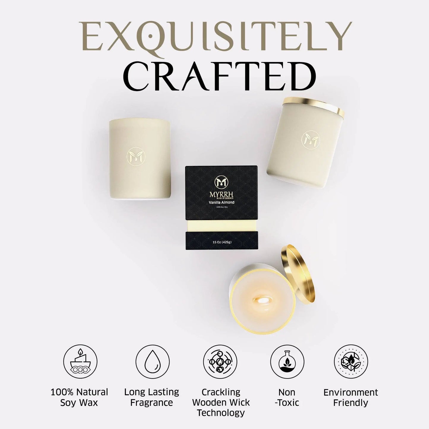 Vanilla Almond 100% Soy Wax Crackling Wood Wick Candle