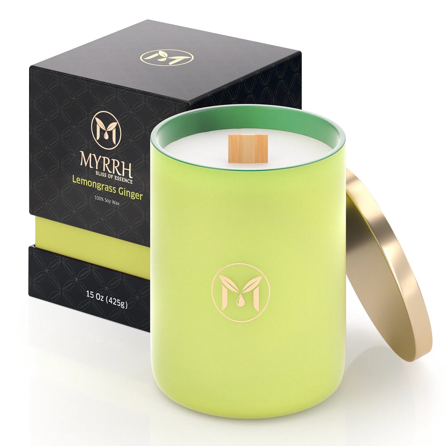 Lemongrass Ginger 100% Soy Wax Crackling Wood Wick Candle